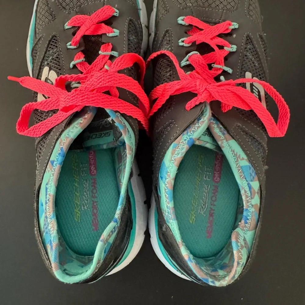 Skechers Women’s Skech‎ Flex Ultimate Gray Teal Sneaker Running Shoes Size 9.5